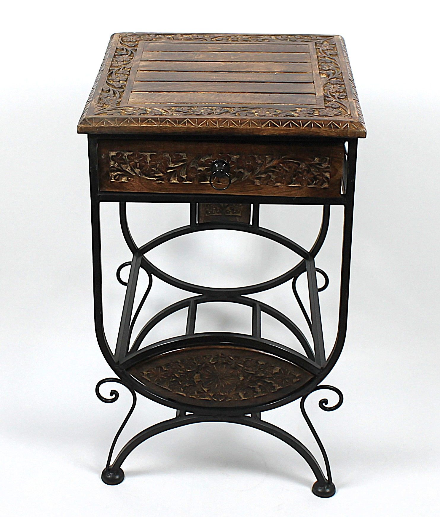 Ahşap Plak Standlı Komodin Etajer 40x40x69 cm. KNA580-1