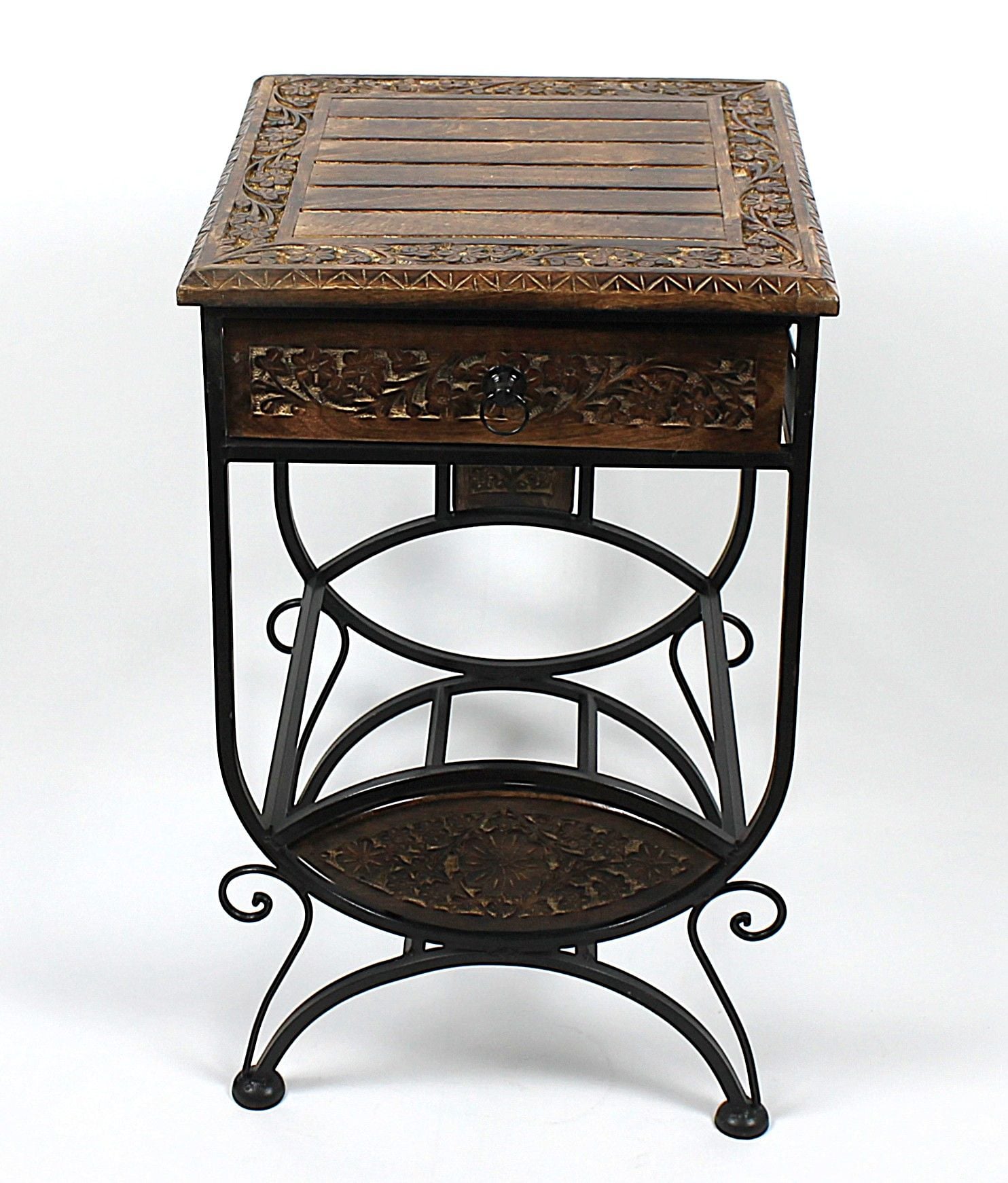 Ahşap Plak Standlı Komodin Etajer 40x40x69 cm. KNA580-1