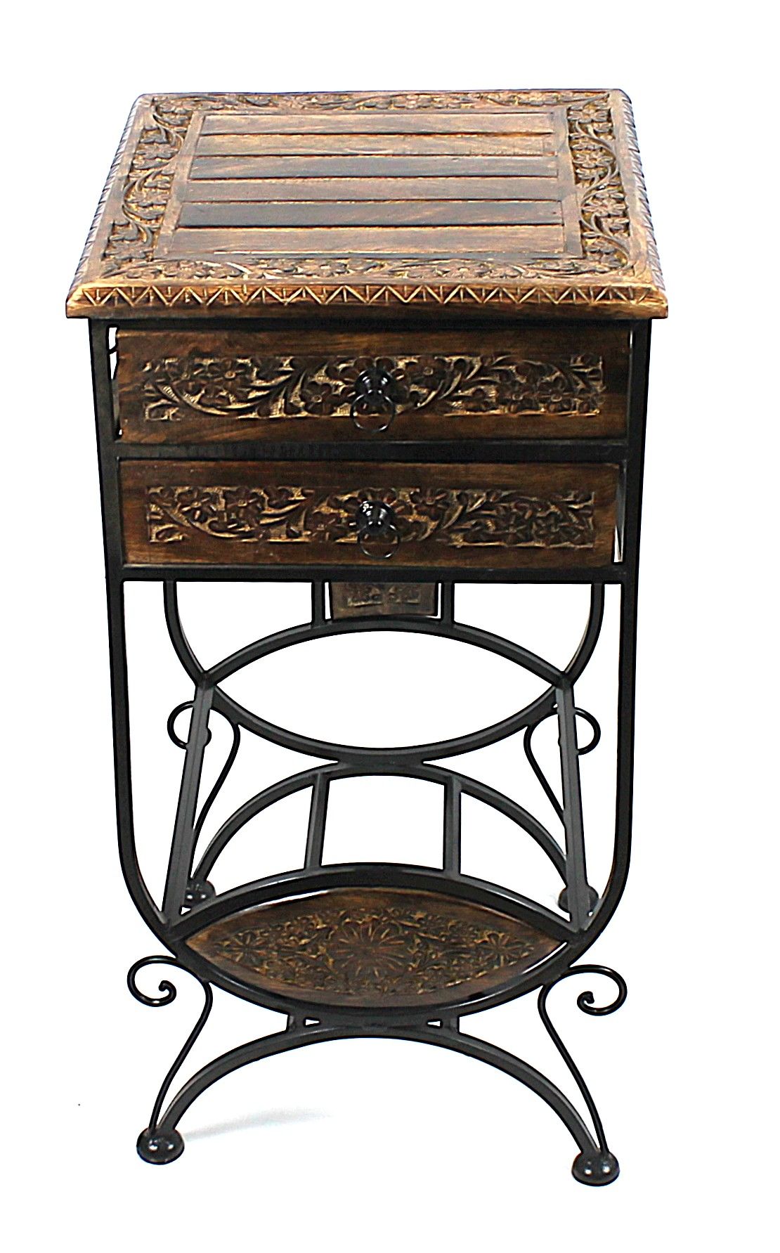 Ahşap Plak Standlı  Komodin Etajer 40x40x82 cm. KNA590