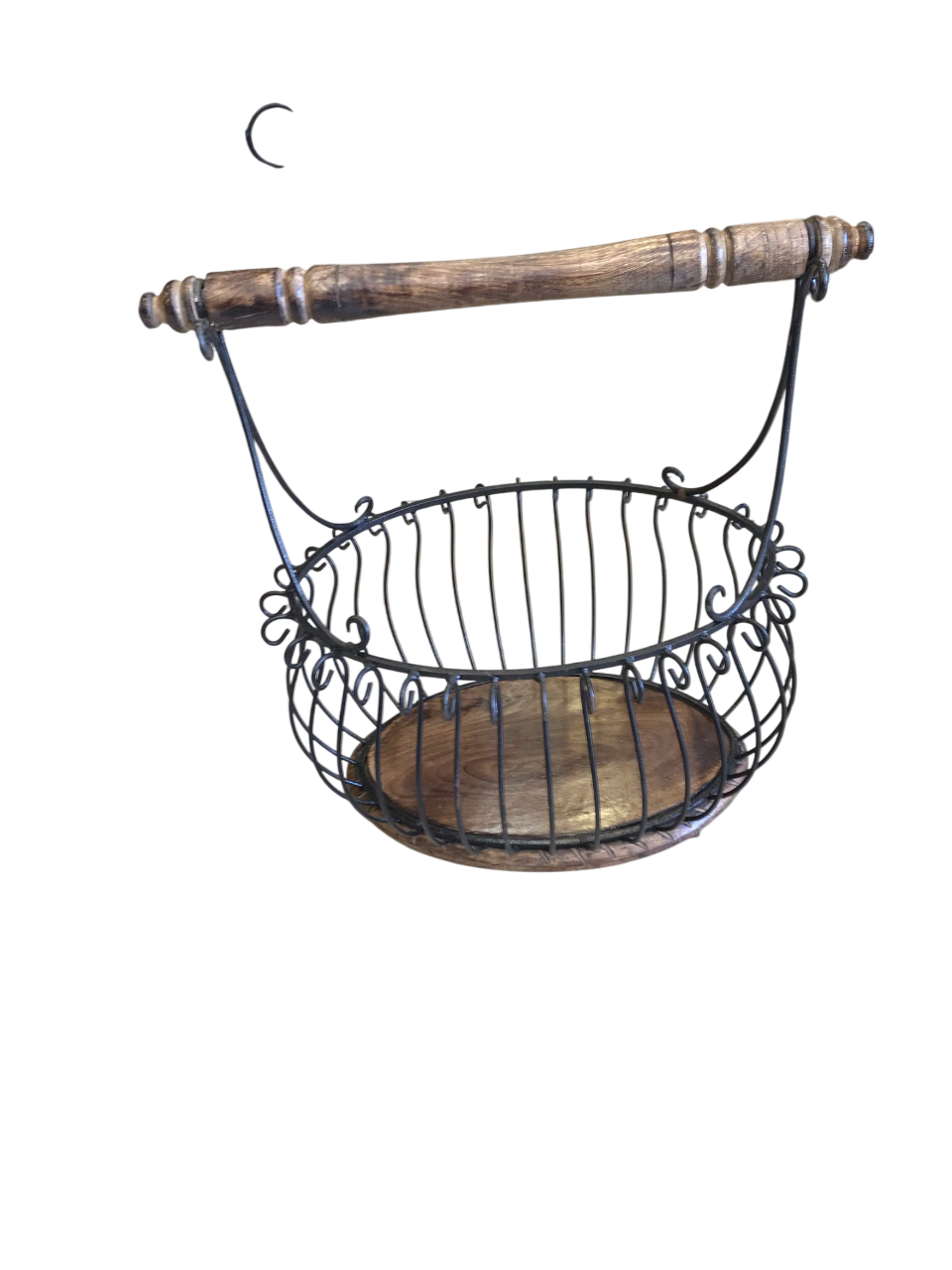 Eskitme Ahşap Ferforje Sepet Gazetelik 46x29x48 cm.