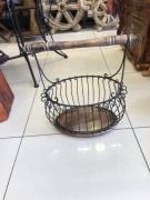 Eskitme Ahşap Ferforje Sepet Gazetelik 46x29x48 cm.