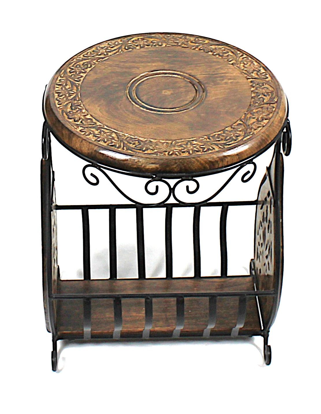 Eskitme Ahşap Ferforje Sehpa Gazetelik 36x38x50 cm.