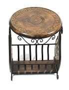 Eskitme Ahşap Ferforje Sehpa Gazetelik 36x38x50 cm.