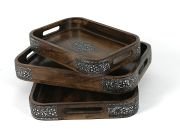 Ahşap Dikdörtgen Tepsi 3'lü Set