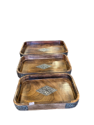 Ahşap Dikdörtgen Tepsi 3'lü Set