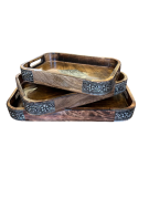 Ahşap Dikdörtgen Tepsi 3'lü Set