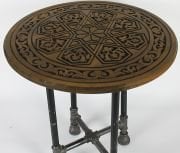 Eskitme Ahşap Oymalı Yuvarlak Sehpa 50 cm.