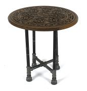 Eskitme Ahşap Oymalı Yuvarlak Sehpa 50 cm.