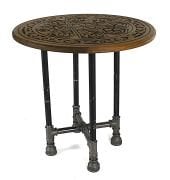 Eskitme Ahşap Oymalı Yuvarlak Sehpa 50 cm.