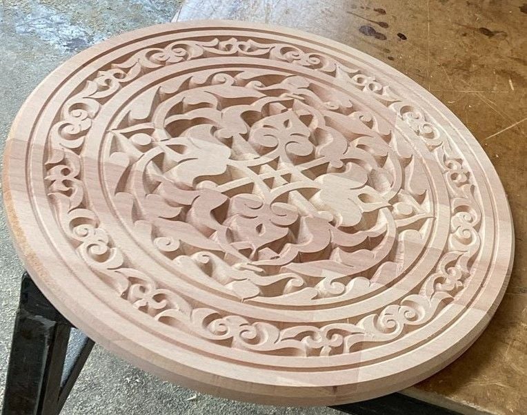 Ahşap Oymalı Sehpa Tablası 40 cm.