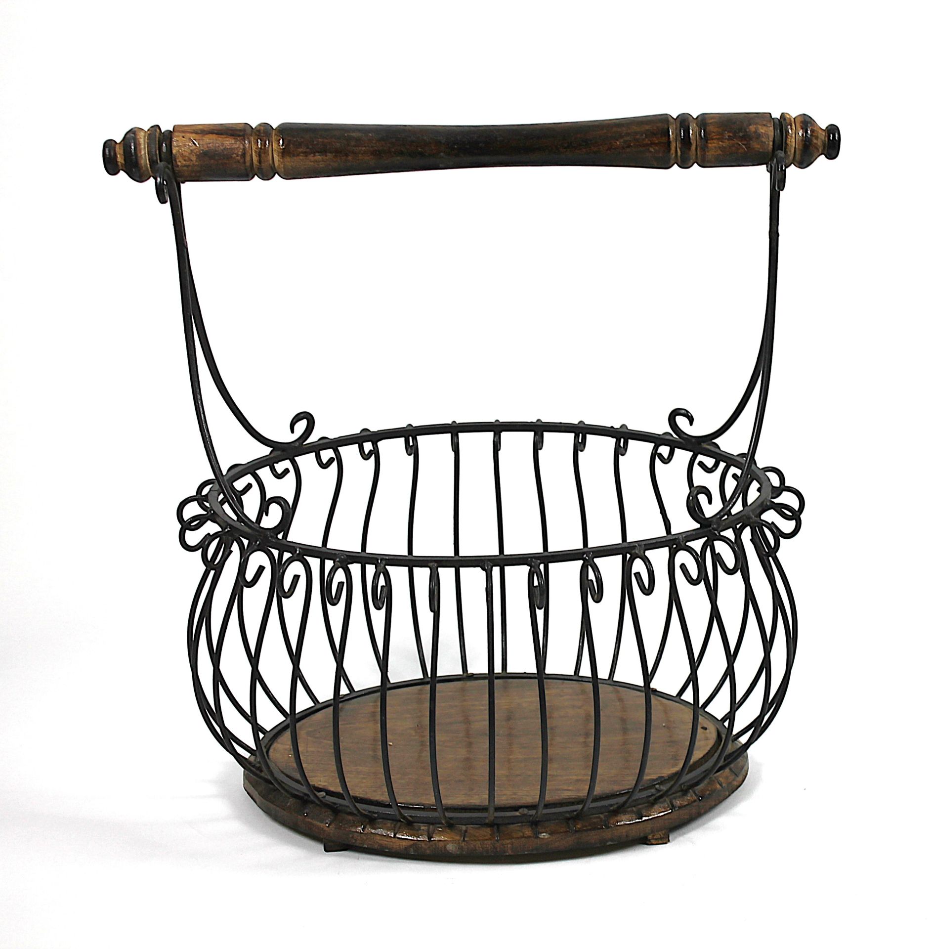 Ahşap Ferforje Sepet Gazetelik 47x30x46 cm.