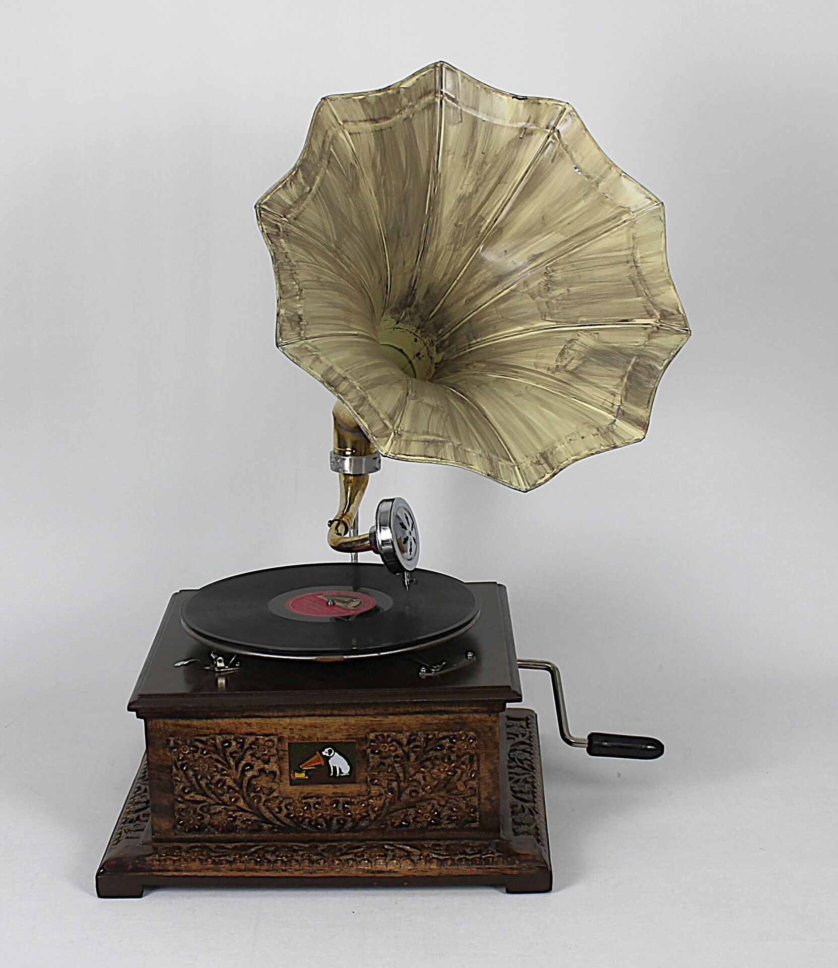 Eskitme Ahşap Kare Gramofon