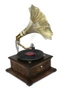 Eskitme Ahşap Kare Gramofon