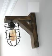 Otantik Çarşı Ahşap Aplik Metal Şapkalı