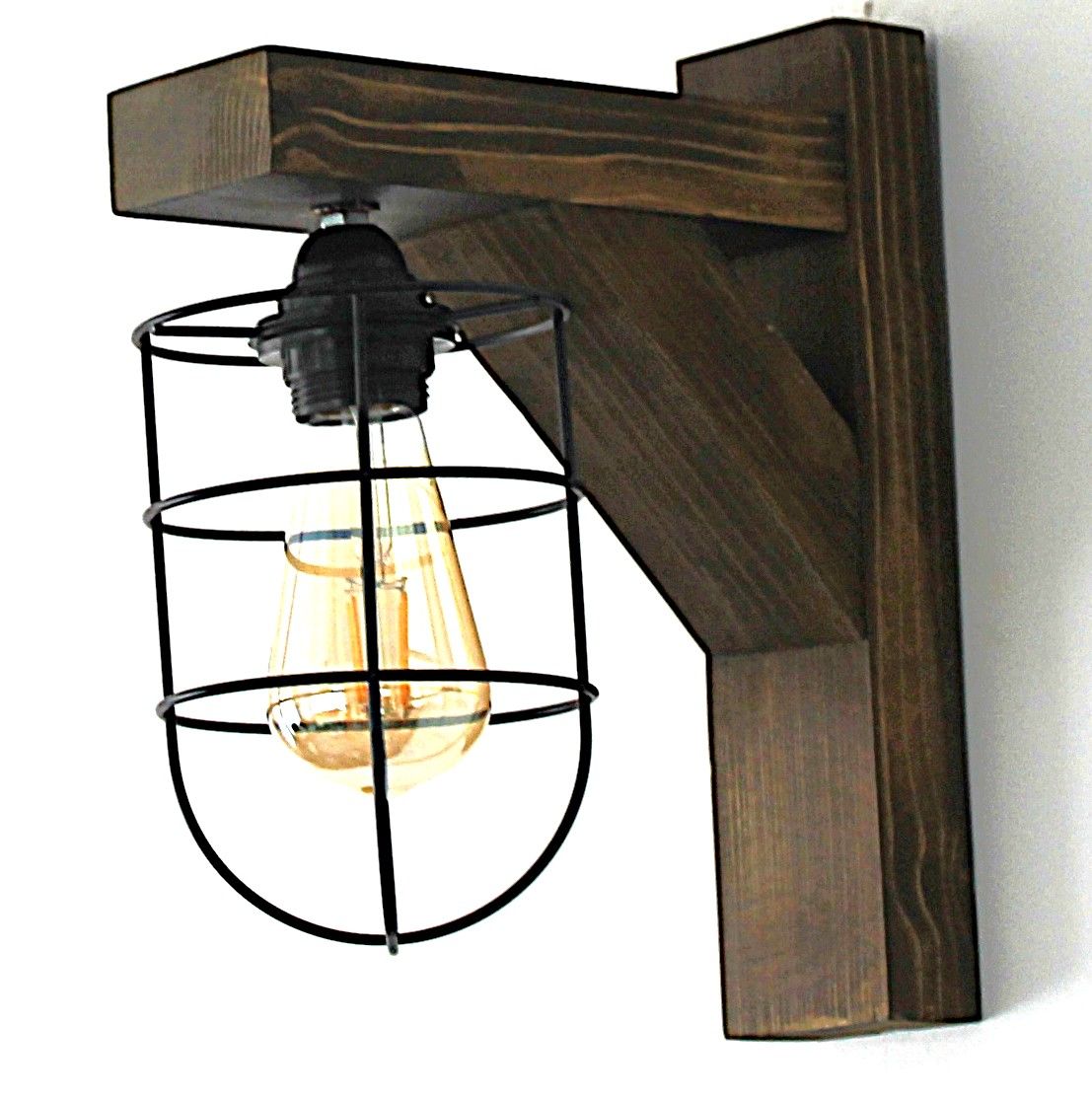 Otantik Çarşı Ahşap Aplik Metal Şapkalı