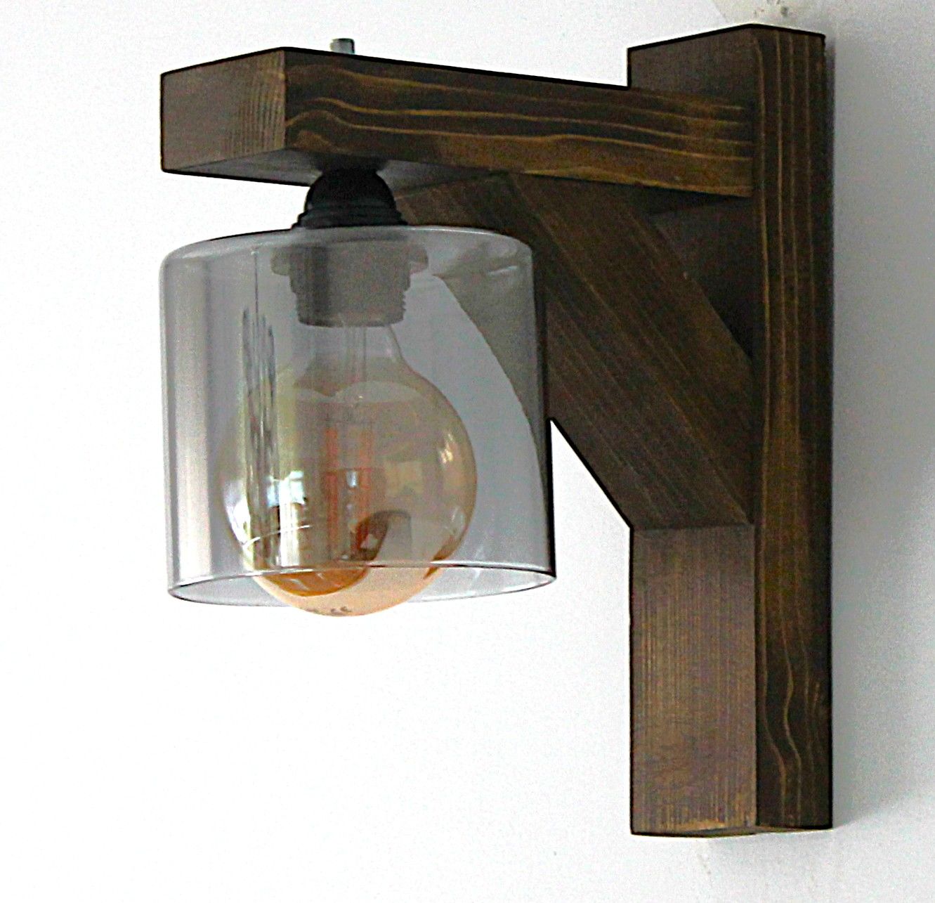 Otantik Çarşı Ahşap Aplik Füme Camlı