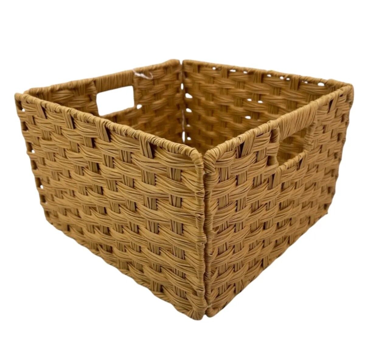 Hasır  Plastik Örme Katlanır Sepet  34x34x20 cm.