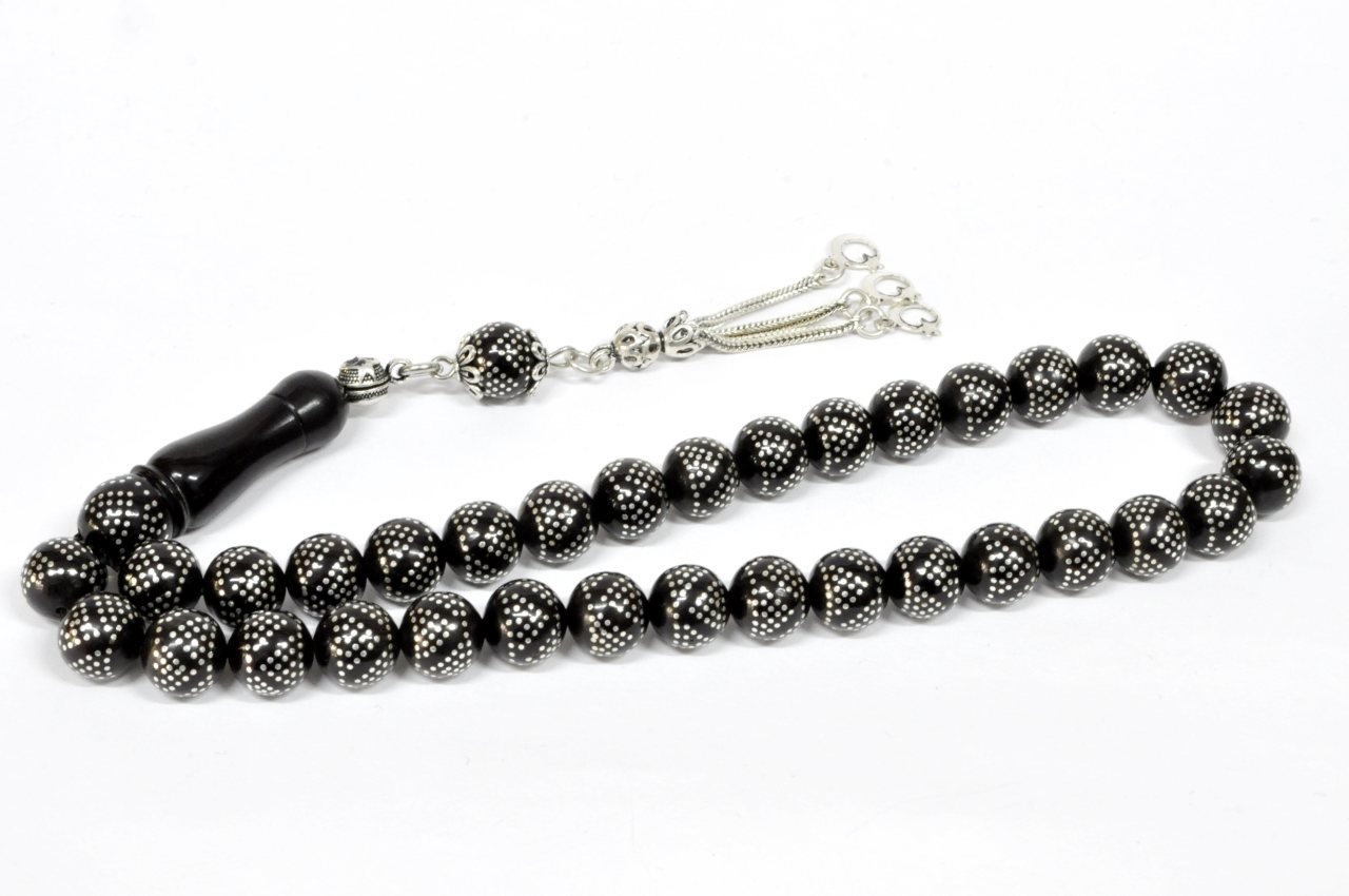 Ateş Kehribar Tesbih Gümüş Çakımlı (Khr -10772)