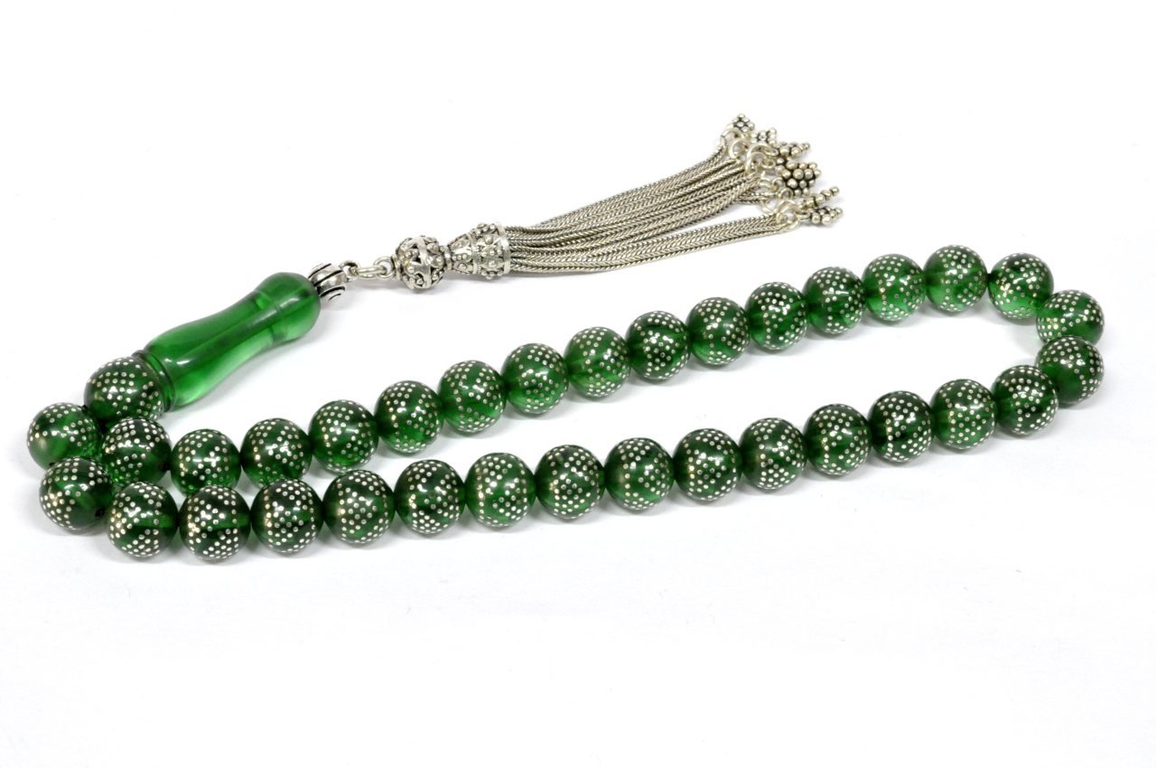 Ateş Kehribar Tesbih Gümüş Çakımlı (Khr -10773)