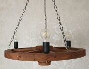 Ahşap Teker Avize 60 cm. 3 Duylu