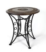 Eskitme Ahşap Ferforje Yuvarlak  Sehpa 45x45x47 cm.