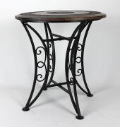 Eskitme Ahşap Ferforje Yuvarlak  Sehpa 45x45x47 cm.