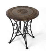 Eskitme Ahşap Ferforje Yuvarlak  Sehpa 45x45x47 cm.