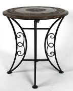 Eskitme Ahşap Ferforje Yuvarlak  Sehpa 45x45x47 cm.