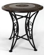 Eskitme Ahşap Ferforje Yuvarlak  Sehpa 45x45x47 cm.