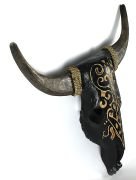 Otantik Çarşı Ahşap Buffalo Kafatası Siyah 45x55 cm.