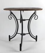 Eskitme Ahşap Ferforje Oymalı Yuvarlak  Sehpa 60x60x59 cm.