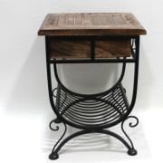 Ahşap Ferforje Oymalı Komodin Etajer Gazetelikli 38x36x50 cm.