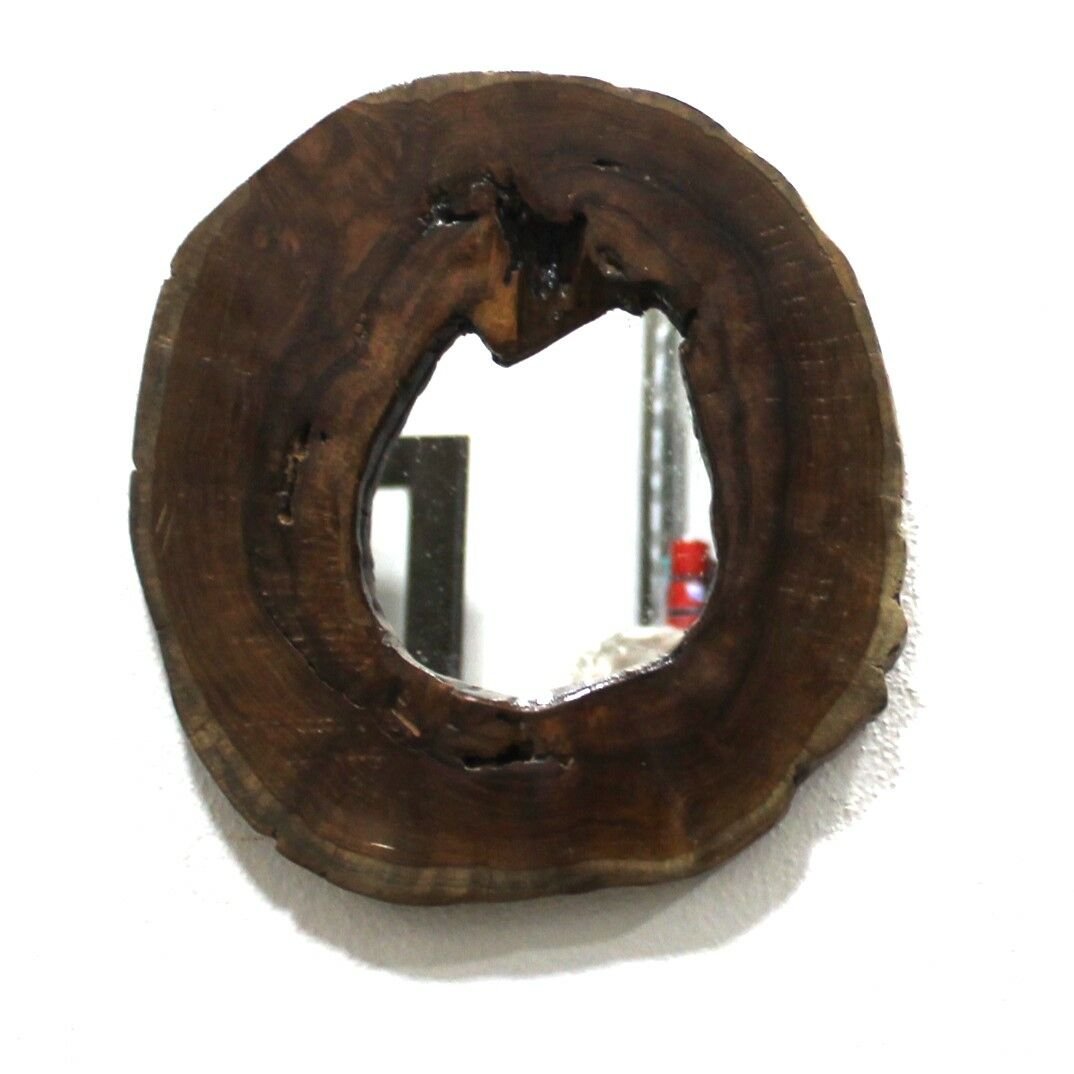 Otantik Çarşı Doğal Ahşap Teak Ağacı Ayna 32x32x3 cm.