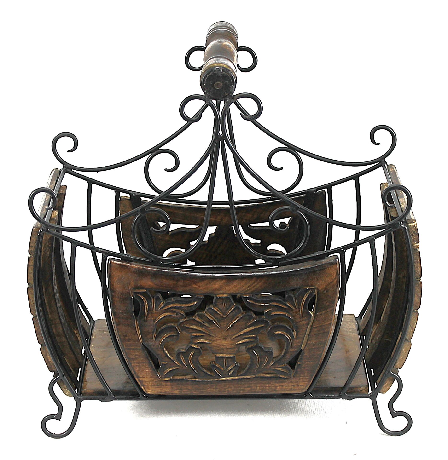 Eskitme Ahşap Ferforje Gazetelik 43x20x43 cm.