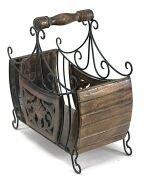 Eskitme Ahşap Ferforje Gazetelik 43x20x43 cm.