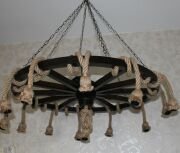 Otantik Çarşı Ahşap Halatlı Teker Avize 100 cm. 13'lü  Serbest Sarkıtlı