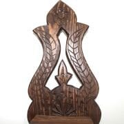 Ahşap El Oyması  Lambalık Raf 19x15x48 cm