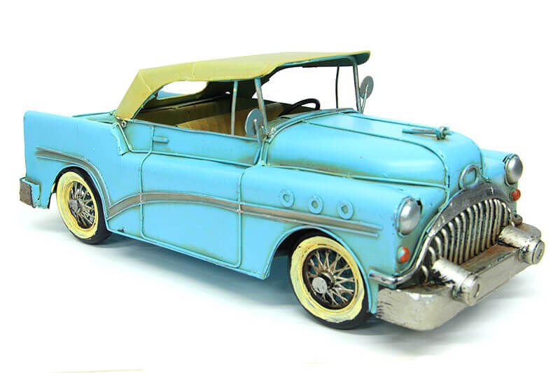Dekoratif Metal Klasik Cabrio Araba – Mavi C0766