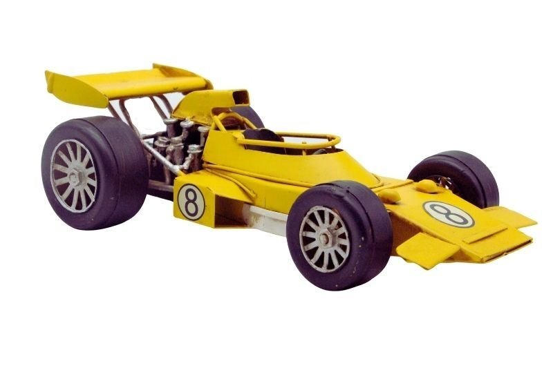 Dekoratif Metal Yarış Arabası Sarı C1637