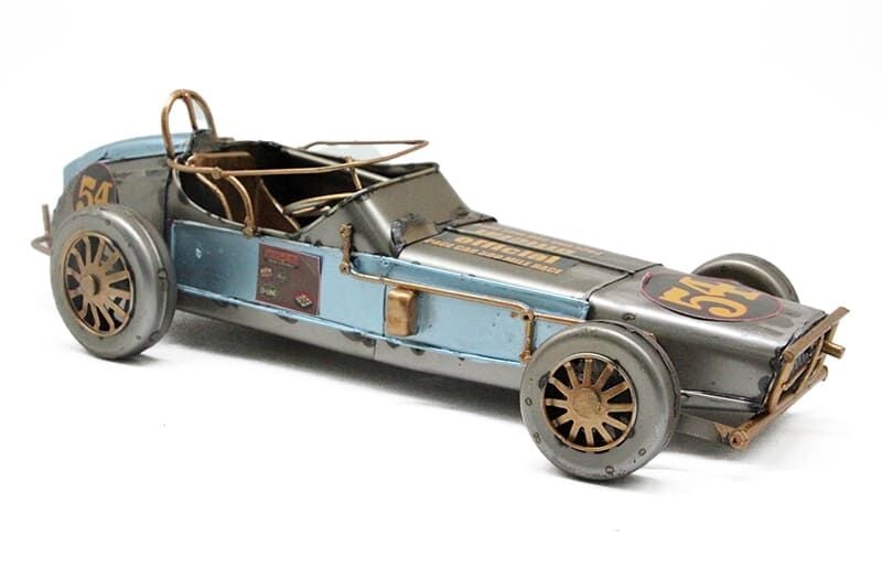 Dekoratif Metal Yarış Araba Modeli Mavi  C1608