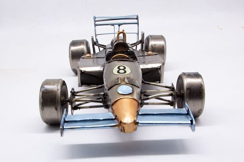 Dekoratif Metal Yarış Araba Gri  C1607