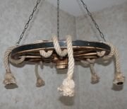 Otantik Çarşı Ahşap Teker Avize 70  cm. 5'li