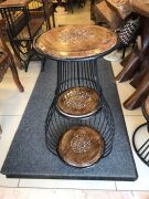 Ahşap Ferforje 3 Katlı Sehpa