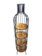 Ahşap Ferforje Raf Şişe Model  4 Katlı