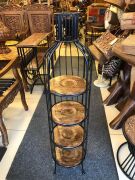 Ahşap Ferforje Raf Şişe Model  4 Katlı