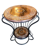 Ahşap Ferforje Sehpa 2 Katlı 45x45x64 cm. KNA216