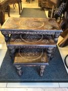 Eskitme Ahşap Oymalı Zigon Sehpa