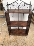 Ahşap Ferforje Duvar Rafı 32x14x59 cm.