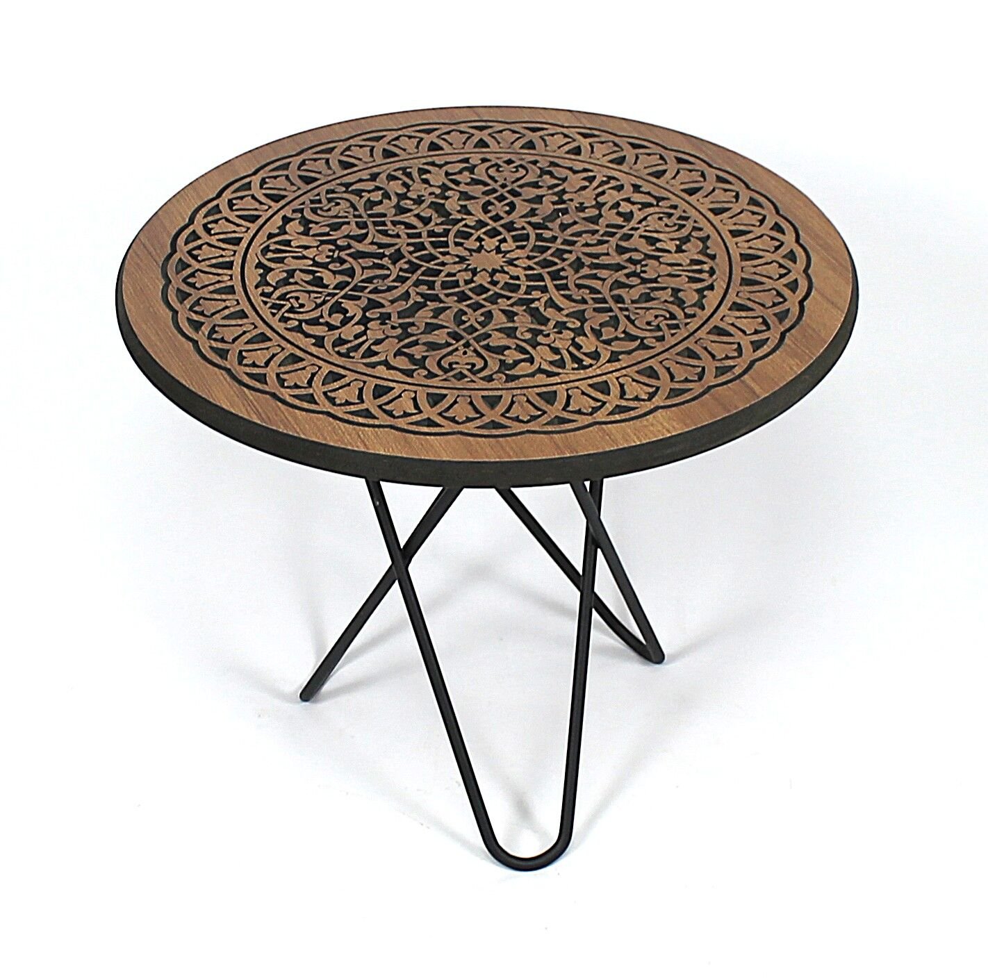 Oymalı Yuvarlak Sehpa 40x40x43 cm.