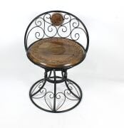 Ahşap Ferforje Oymalı Sandalye Tabure 46x46x59 cm. KNA50-1